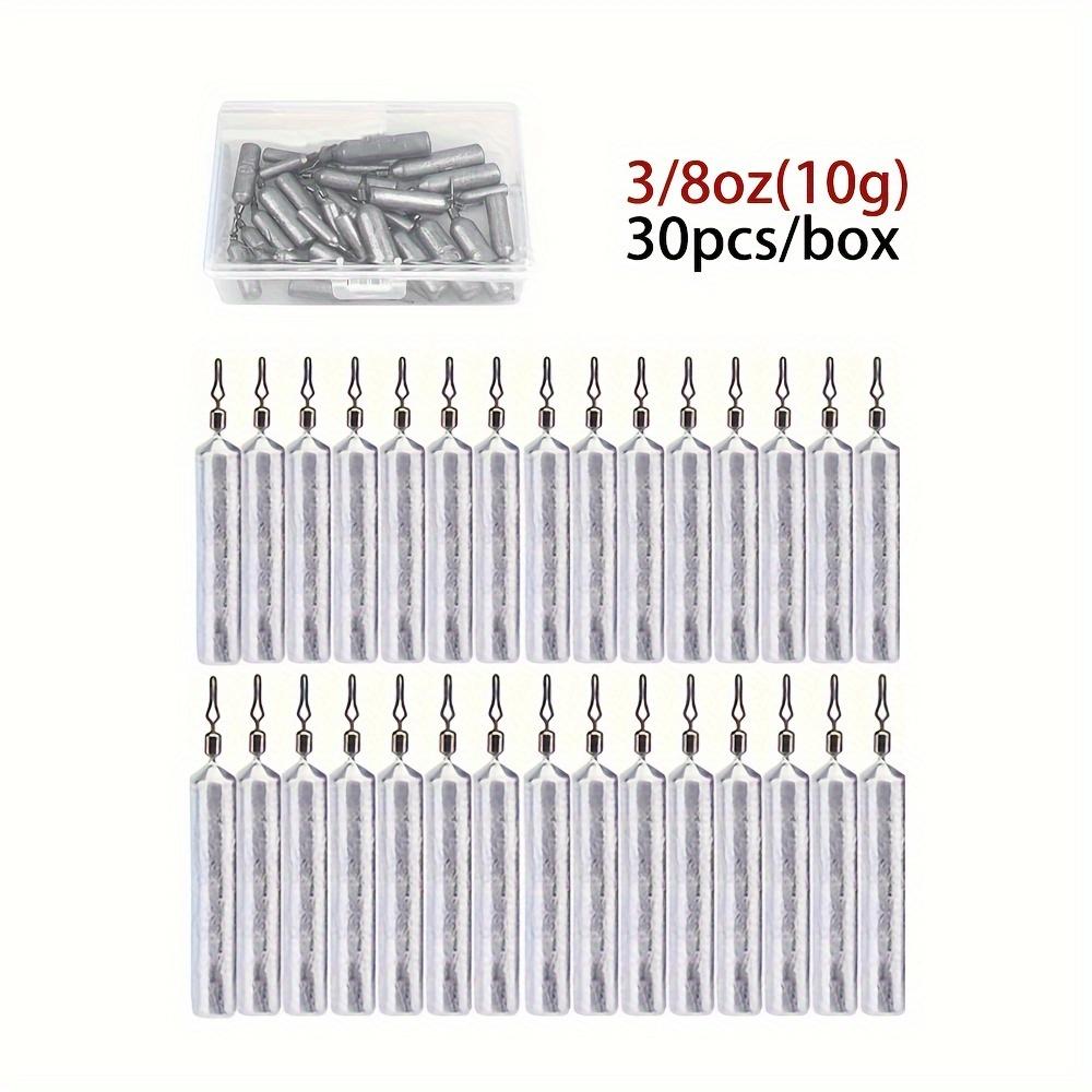 TUODSPLU 30pcs pencil lead fishing weights, silver, for saltwater and fresh water throwing weights, with barrel swivel, easy to change line clips, for hunting and fishing gear