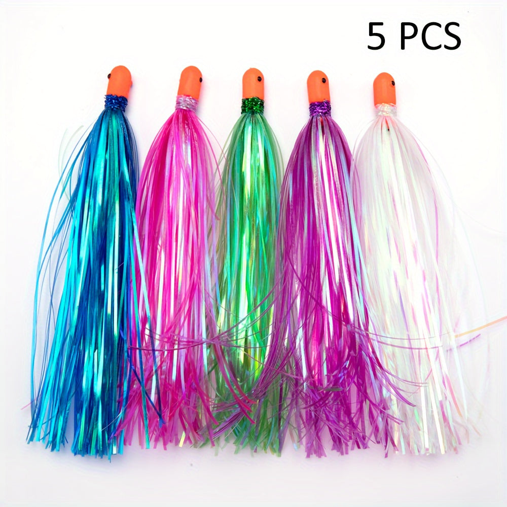 TUODSPLU 5PCS Bright Metallic Wire Bait - 4.72 "sea bait, lightweight PET, ideal for fishing enthusiasts