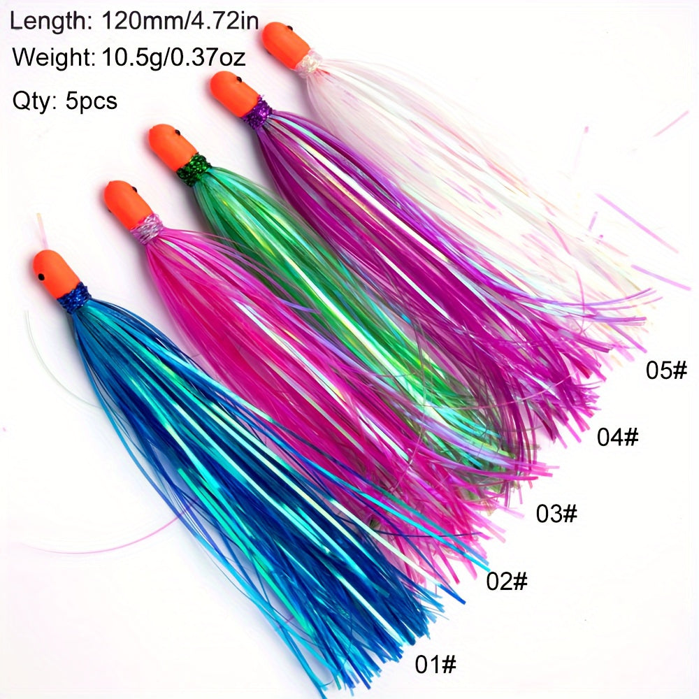 TUODSPLU 5PCS Bright Metallic Wire Bait - 4.72 "sea bait, lightweight PET, ideal for fishing enthusiasts