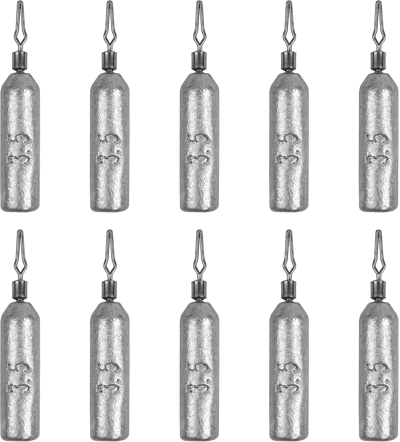 TUODSPLU 30pcs pencil lead fishing weights, silver, for saltwater and fresh water throwing weights, with barrel swivel, easy to change line clips, for hunting and fishing gear