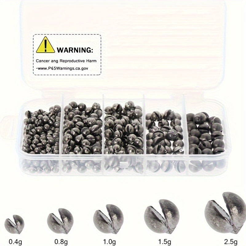 TUODSPLU Fishing Weights Sinkers Kit, 400pcs Removable Split Shot Sinkers Fishing Weights Sinkers 5 Sizes,0.014 0.028 0.035 0.053 0.088 oz