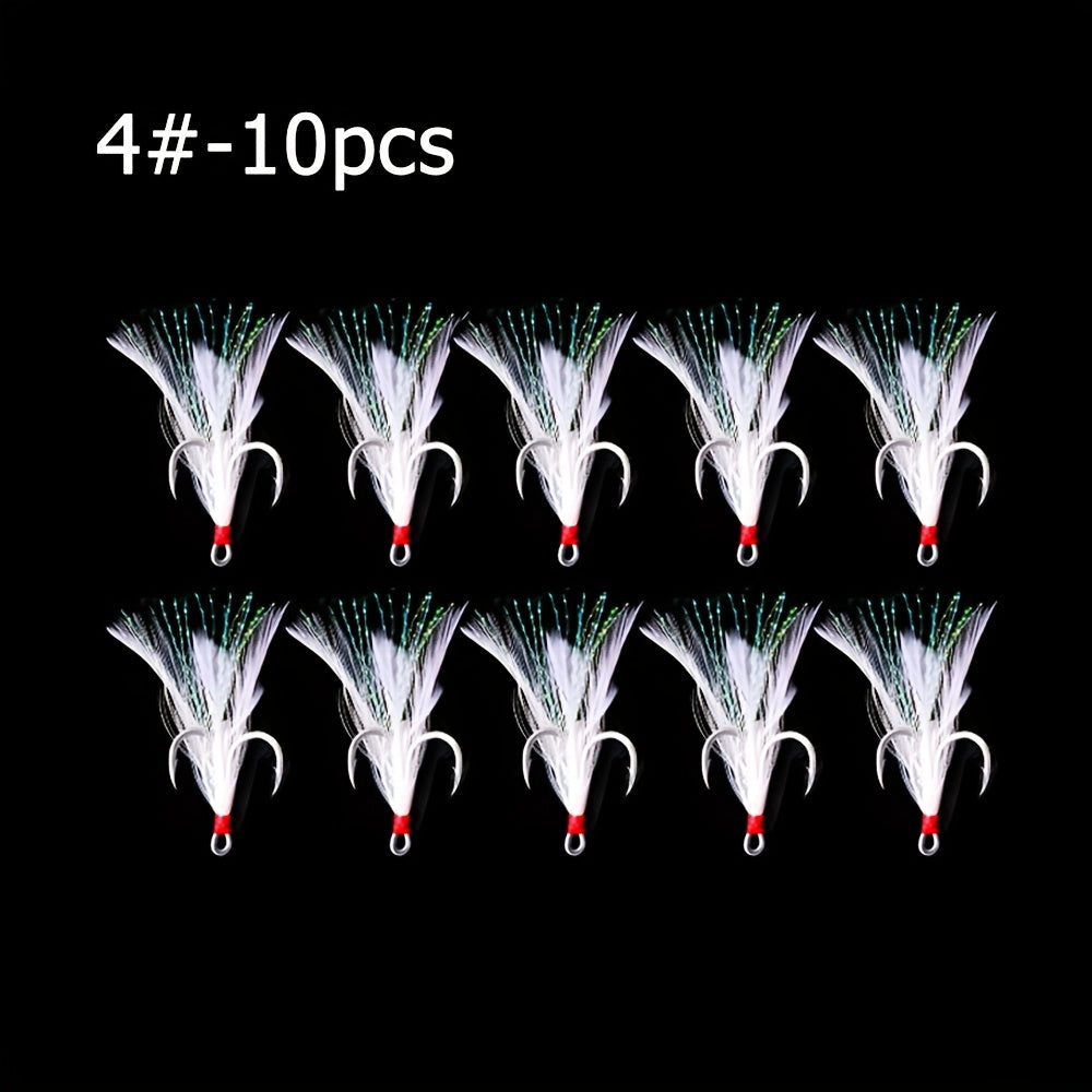 TUODSPLU 10/25 feathered saltwater lures with stainless steel sharp three-prong hooks for a wide range of sizes of freshwater and saltwater fishing accessories