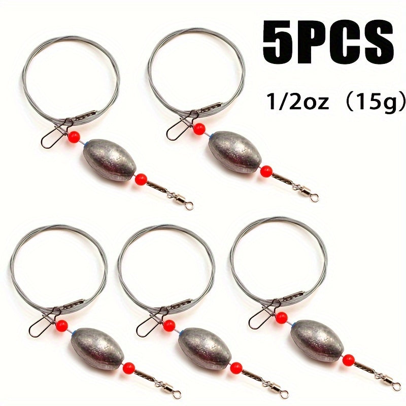 TUODSPLU 5pcs counterweight grouper sets, saltwater bottom tackle with egg lead drop for snapper, flounder, drum and catfish fishing sets