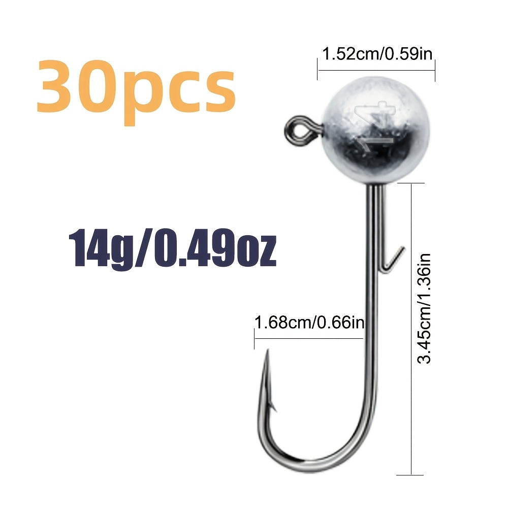 TUODSPLU 30pcs lead-free zinc alloy fishing hooks, 3.5g - 28g - suitable for soft worm bait, fresh water and salt water fishing accessories