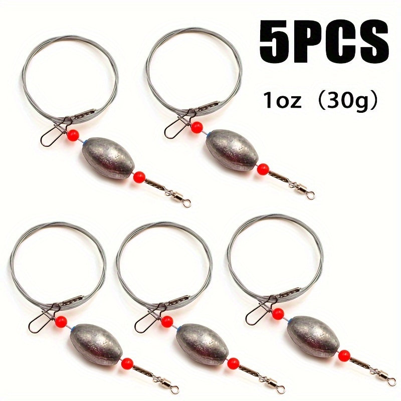 TUODSPLU 5pcs counterweight grouper sets, saltwater bottom tackle with egg lead drop for snapper, flounder, drum and catfish fishing sets