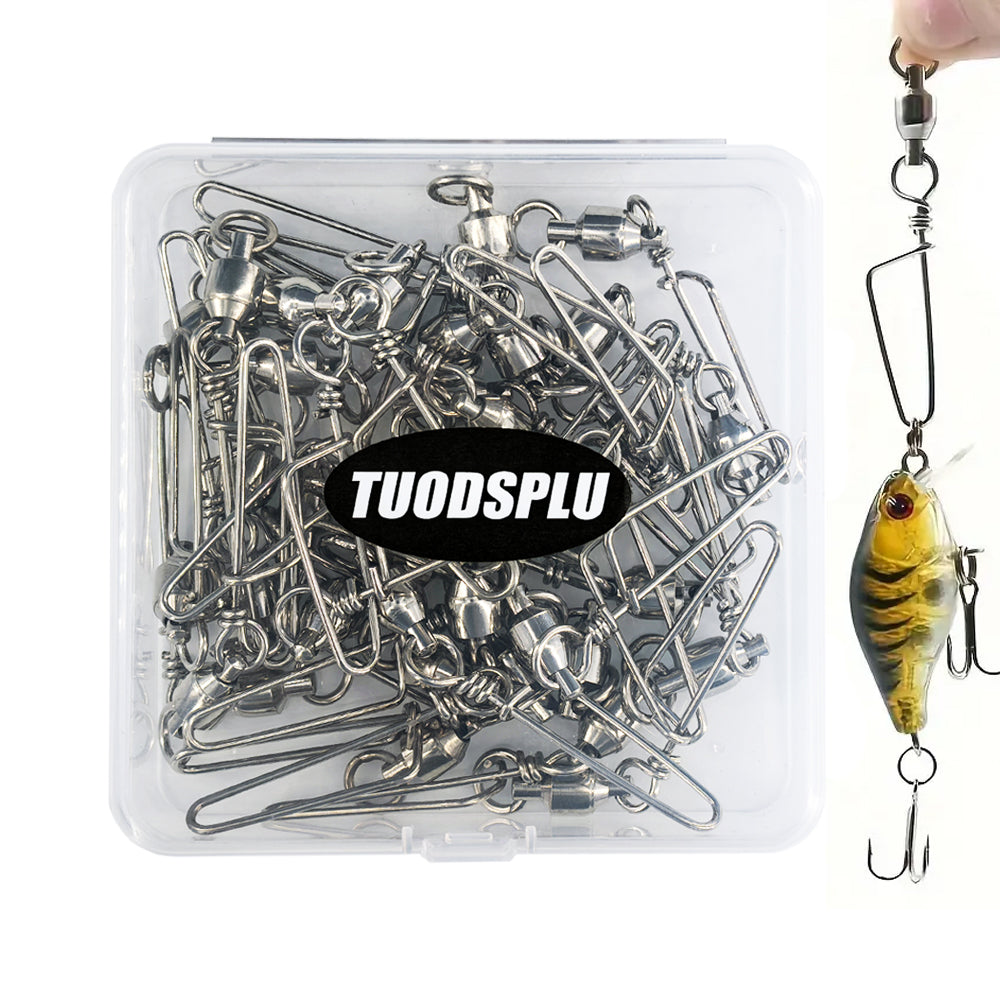 TUODSPLU 50pcs High strength fishing clip Rotary ball bearing rotary stainless steel fishing rotary saltwater corrosion resistant freshwater fishing bucket rotary