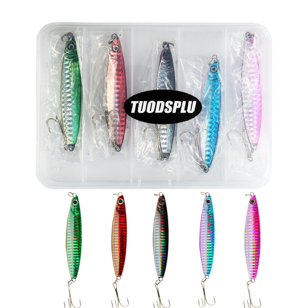 TUODSPLU 5pcs Premium metal cast bait - authentic slow swing action for saltwater fishing - available in 18g, 28g, 40g and 58g sizes