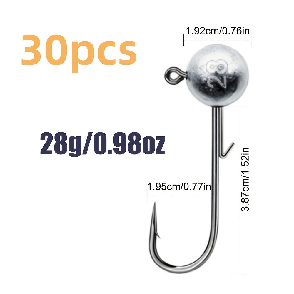 TUODSPLU 30pcs lead-free zinc alloy fishing hooks, 3.5g - 28g - suitable for soft worm bait, fresh water and salt water fishing accessories