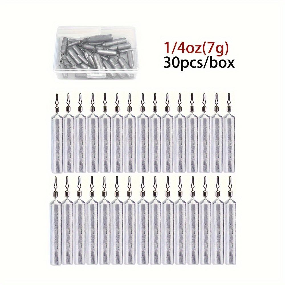 TUODSPLU 30pcs pencil lead fishing weights, silver, for saltwater and fresh water throwing weights, with barrel swivel, easy to change line clips, for hunting and fishing gear