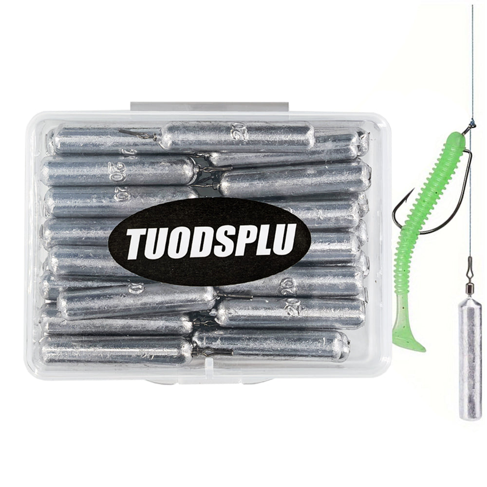 TUODSPLU 30pcs pencil lead fishing weights, silver, for saltwater and fresh water throwing weights, with barrel swivel, easy to change line clips, for hunting and fishing gear