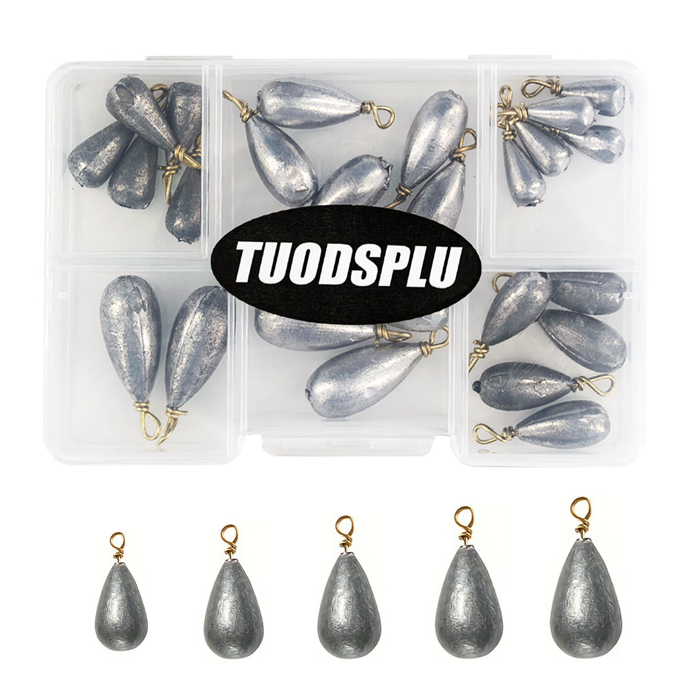 TUODSPLU Fishing Weights Pendant Kit, 25 pieces/box mixed bass cast weights Bell Pendant Catfish weights for saltwater freshwater fishing